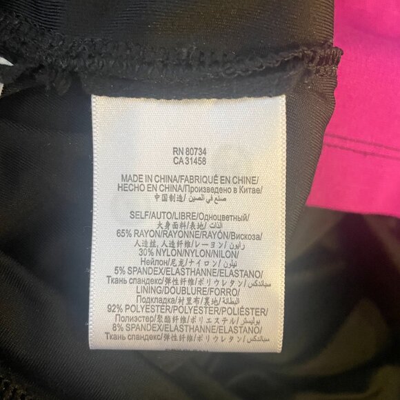 BCBGMaxAzria Colorblock Shift Dress Pink Purple Red Black Sleeveless Midi Sz L - Picture 8 of 8